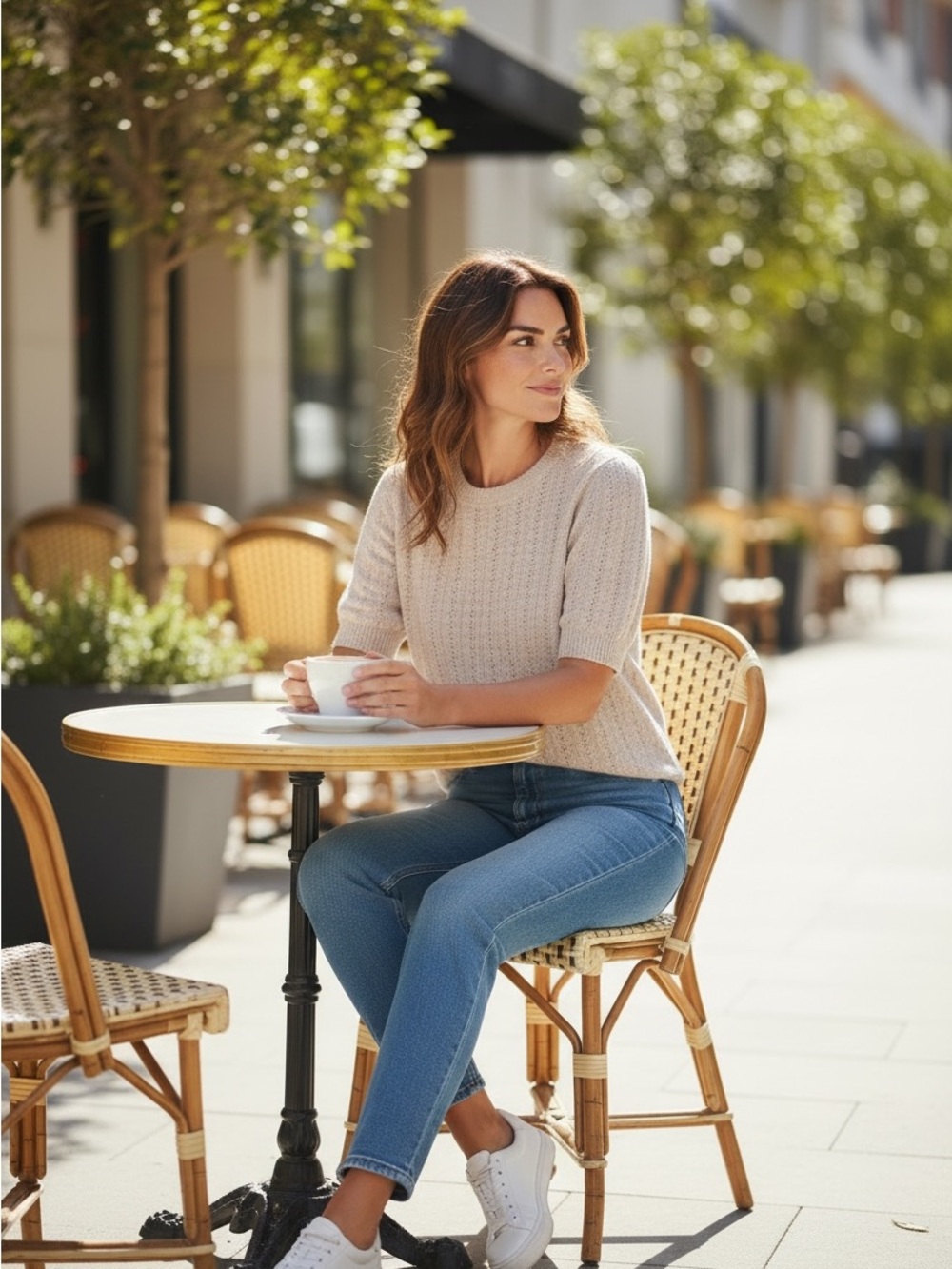 Universal Thread Short-Sleeve Crewneck Sweater - Oatmeal Pink Heather - Picture 3 of 3